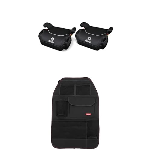 Pack of 2 Black Backless Booster Car Seats with Cup Holders and Back Seat Organizer H4047