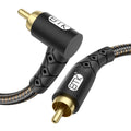 90 Degree RCA Subwoofer Cable 24K Gold-Plated Nylon Braided Double Shielded Black 10ft S25130