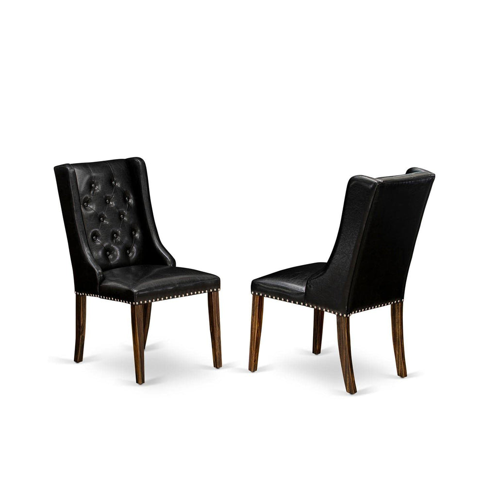 Black Faux Leather Button Tufted Dining Chairs, Set of 2 W759181
