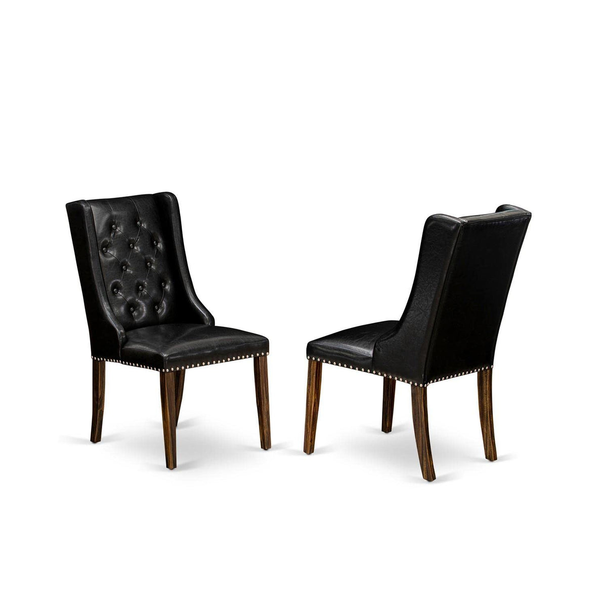 Black Faux Leather Button Tufted Dining Chairs, Set of 2 W759181