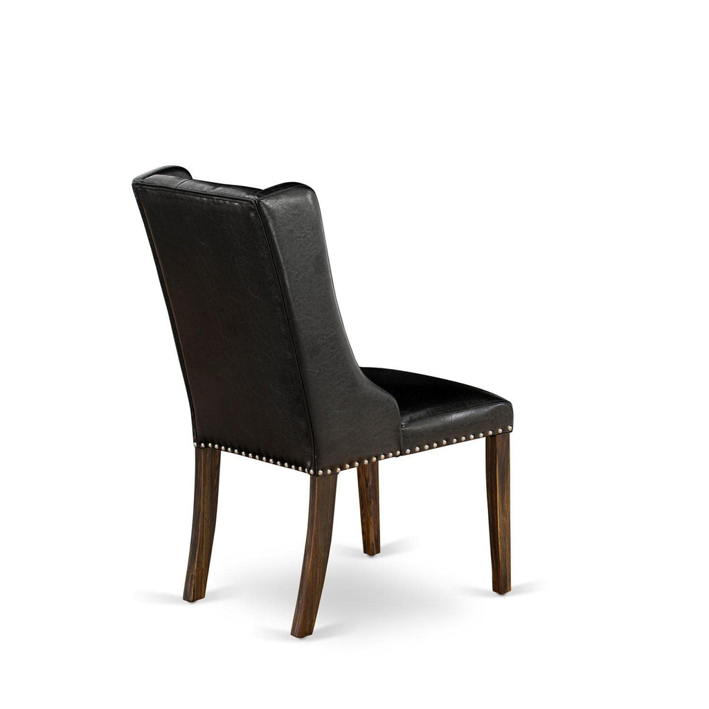Black Faux Leather Button Tufted Dining Chairs, Set of 2 W759181