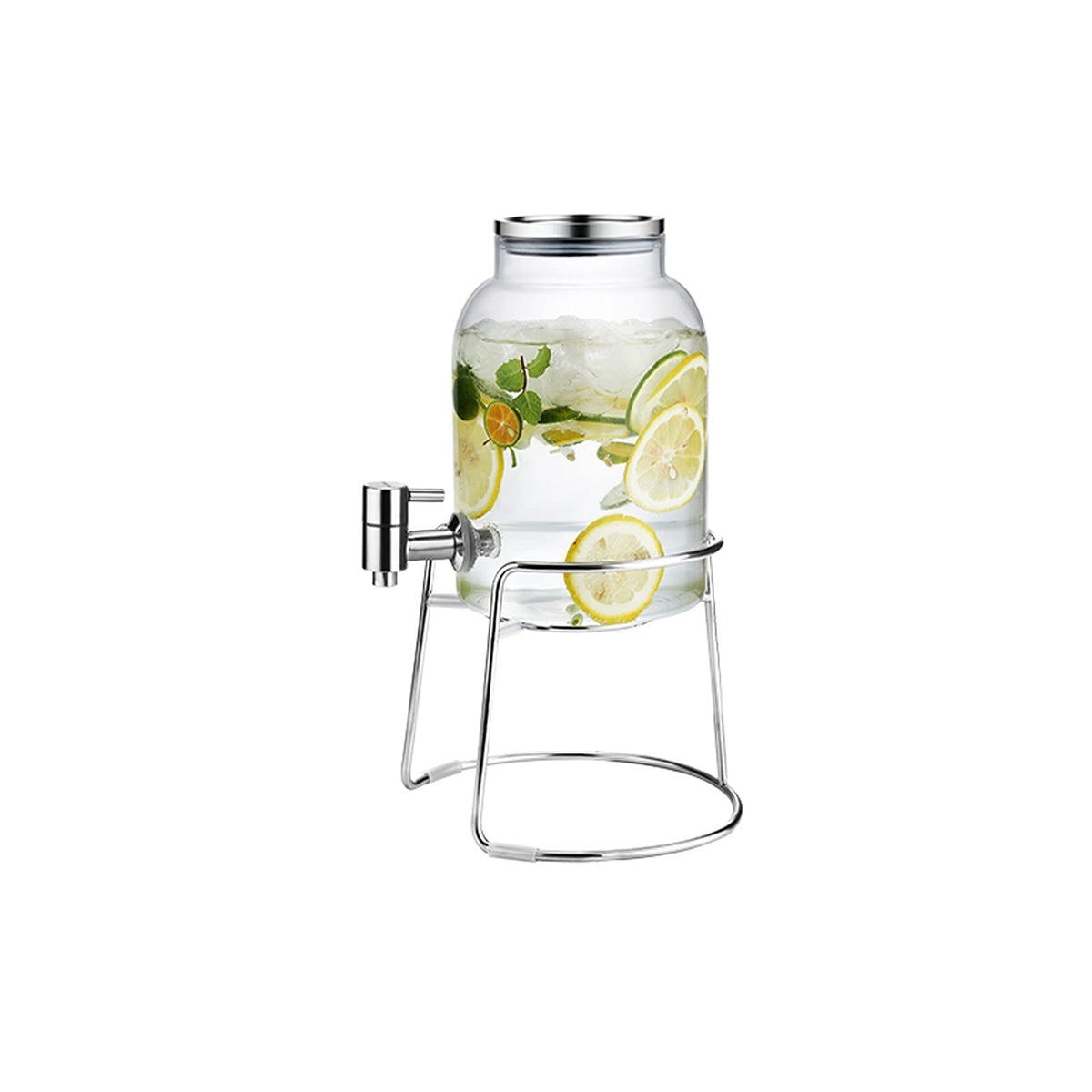 Large-capacity Cold Water Jug with Faucet High Borosilicate Glass Teapot with Base 101.4 Oz O128