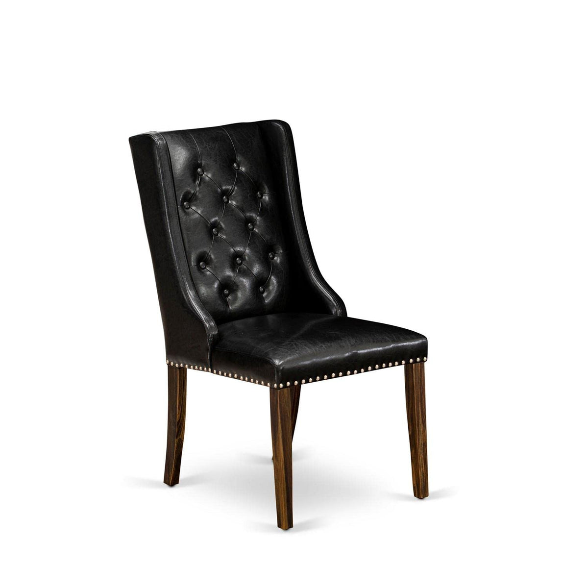Black Faux Leather Button Tufted Dining Chairs, Set of 2 W759181