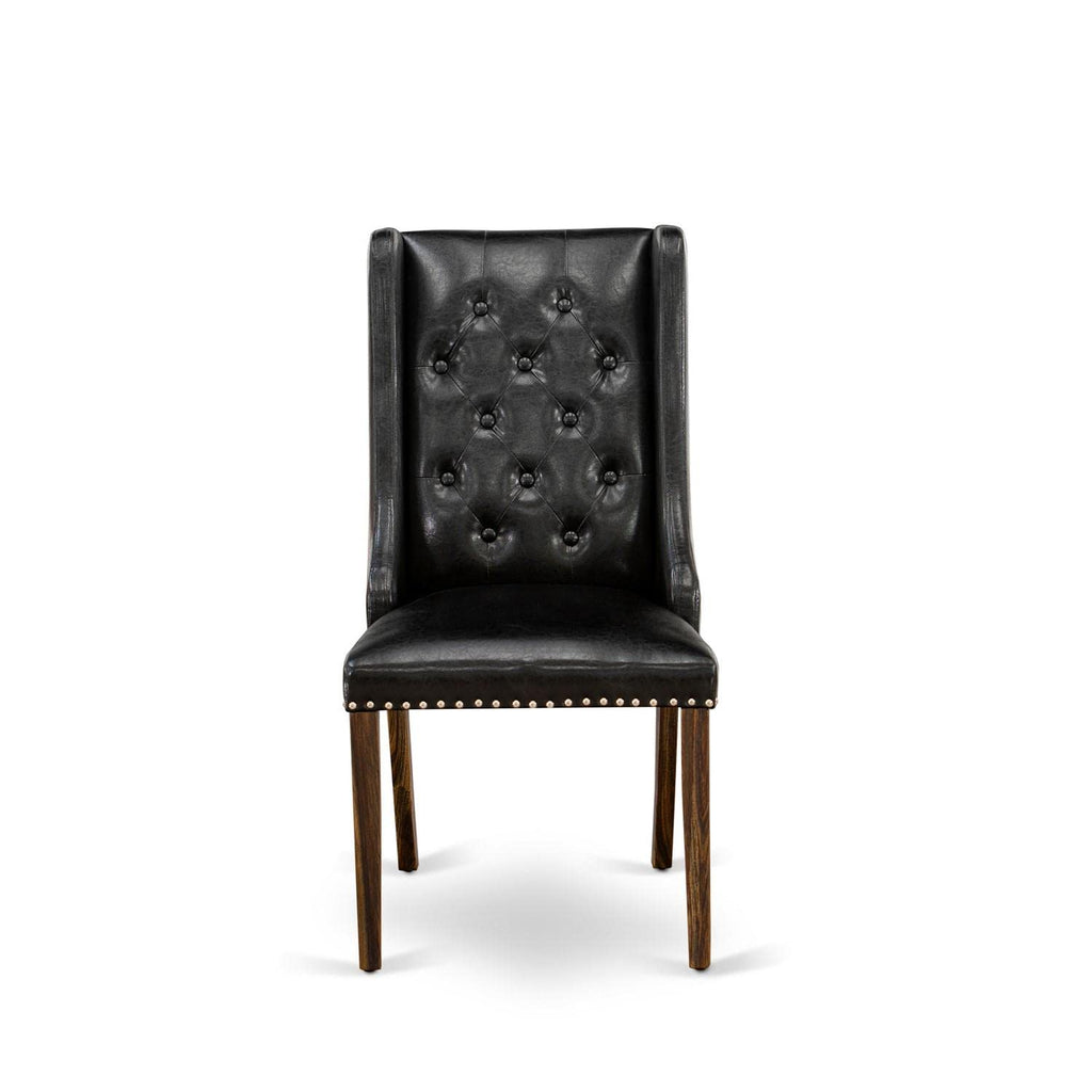 Black Faux Leather Button Tufted Dining Chairs, Set of 2 W759181