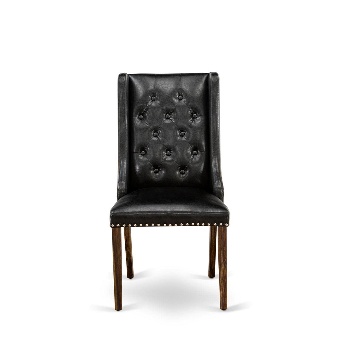 Black Faux Leather Button Tufted Dining Chairs, Set of 2 W759181