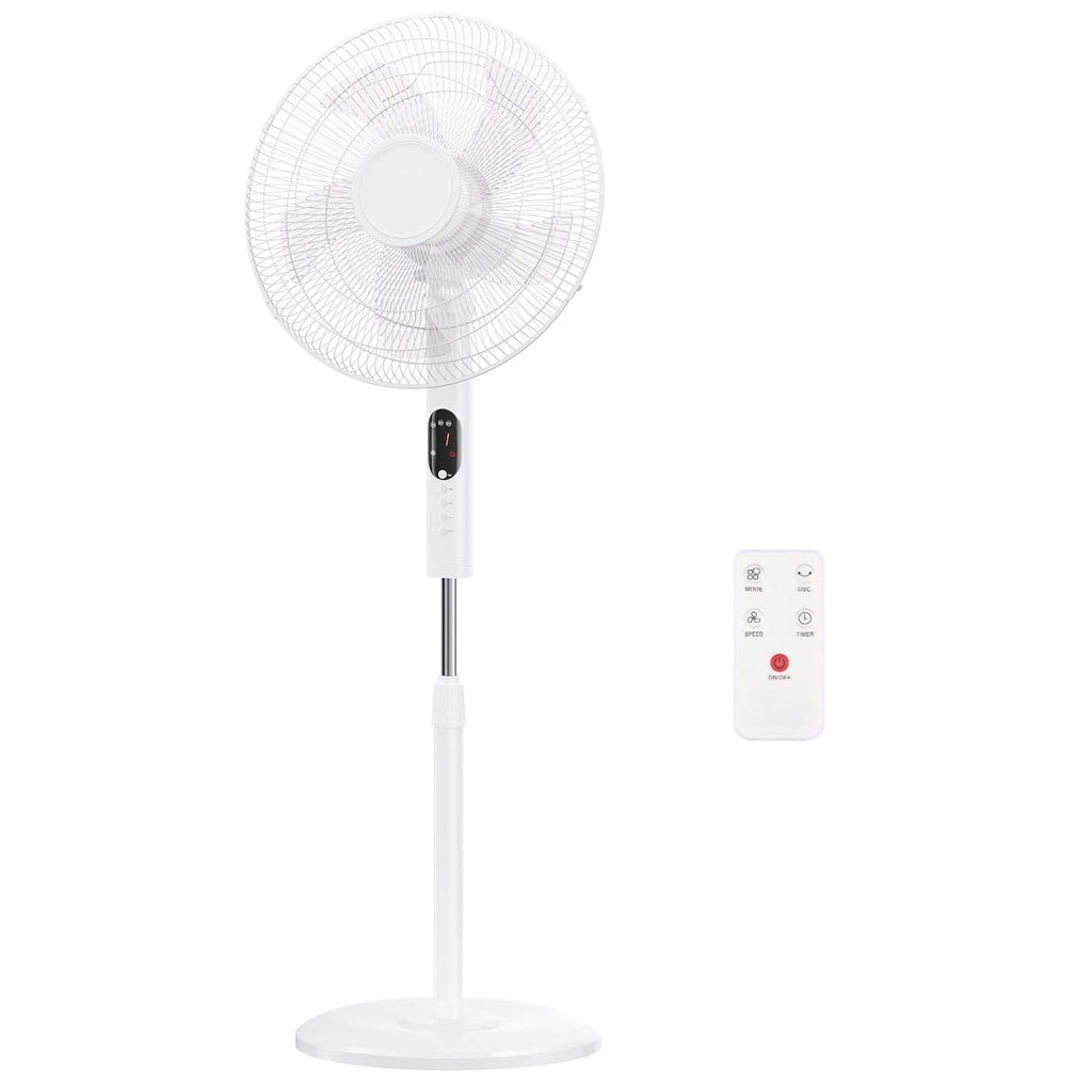 16 inch Quiet Oscillating Pedestal Fan with Adjustable Height & Tilt, White B7513