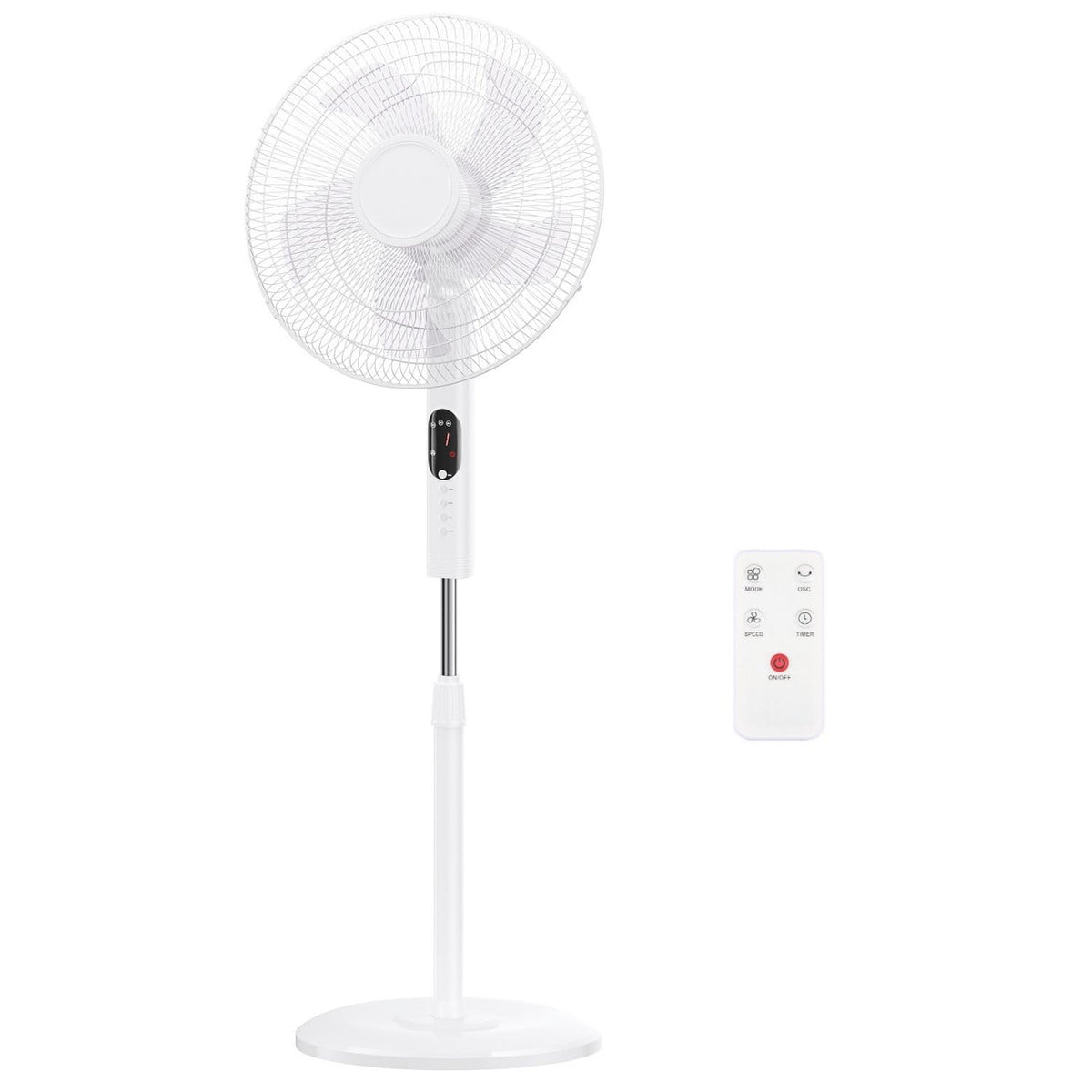 16 inch Quiet Oscillating Pedestal Fan with Adjustable Height & Tilt, White B7513