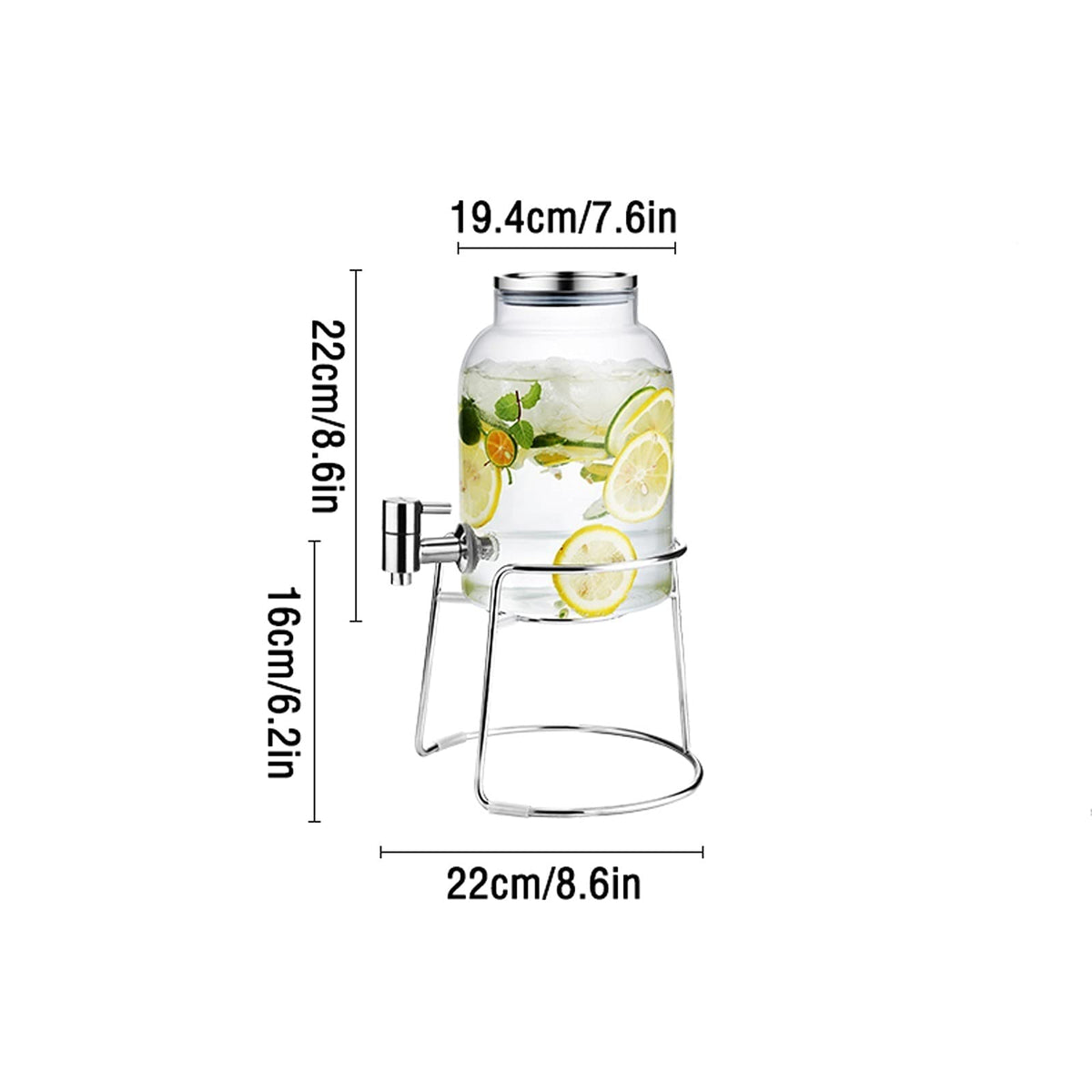 Large-capacity Cold Water Jug with Faucet High Borosilicate Glass Teapot with Base 101.4 Oz O128