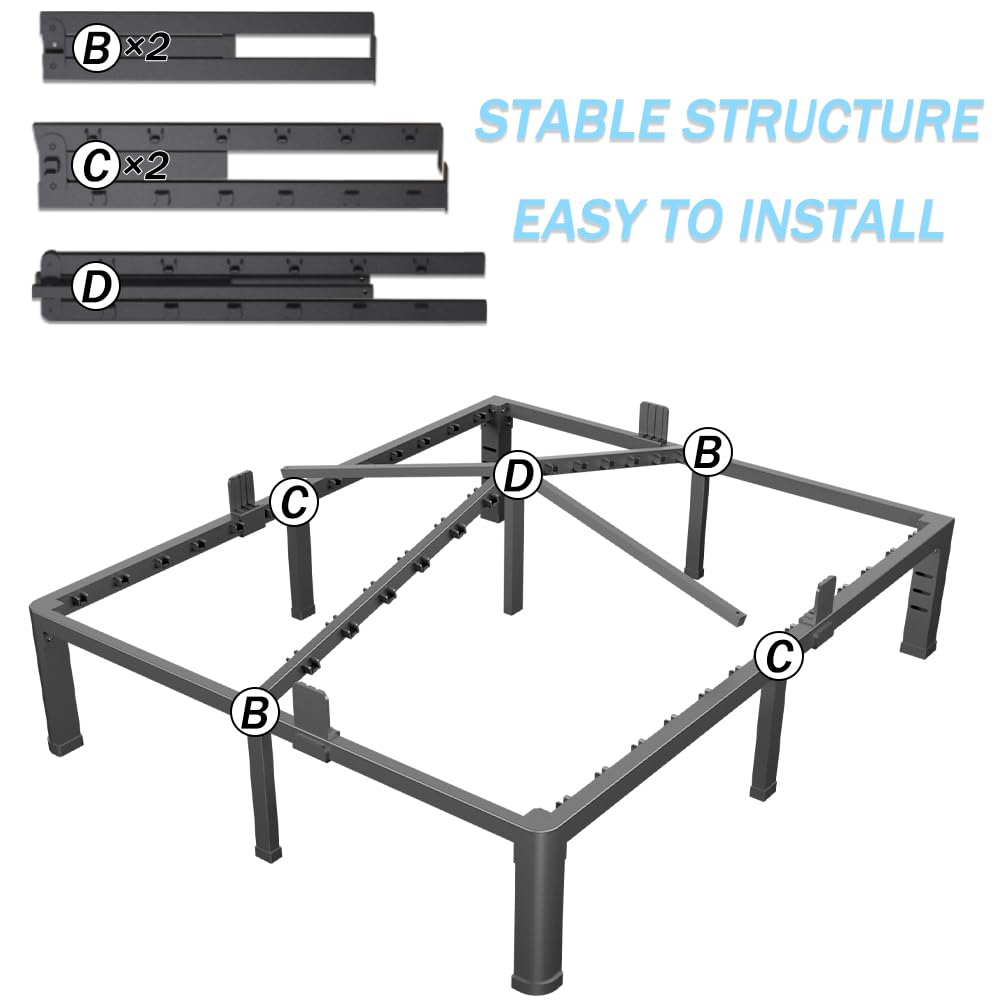 10 Inch Queen Metal Bed Frame with Headboard Y790870