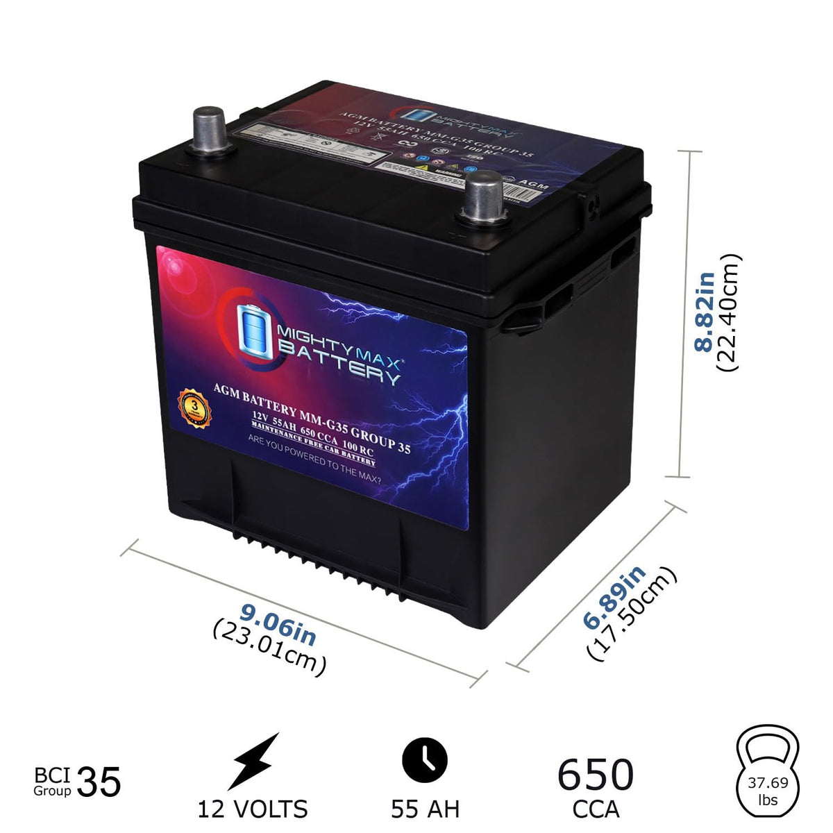 12V 55Ah AGM Replacement Battery G3856