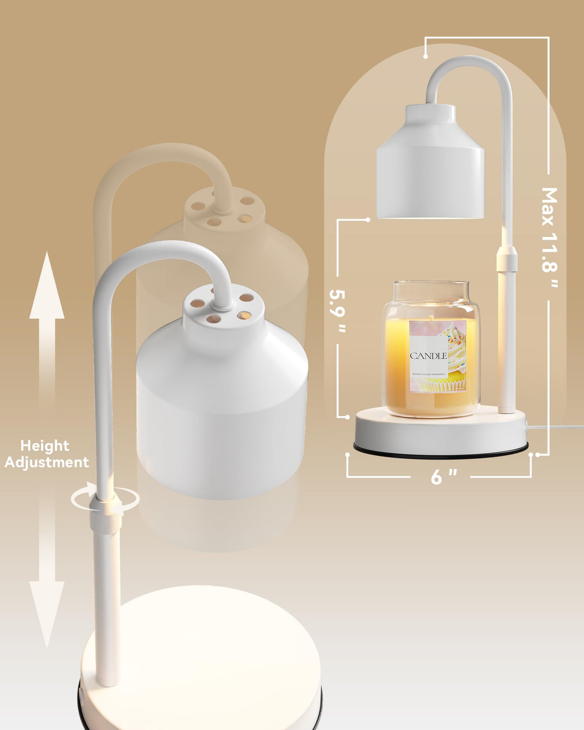 White Candle Warmer Lamp with Timer F471