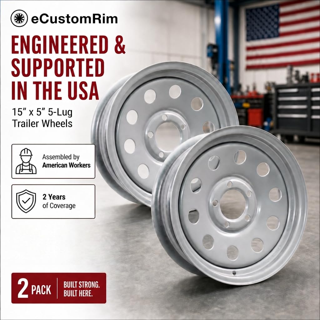 15 Inch 5 Lug Silver Trailer Wheel R644