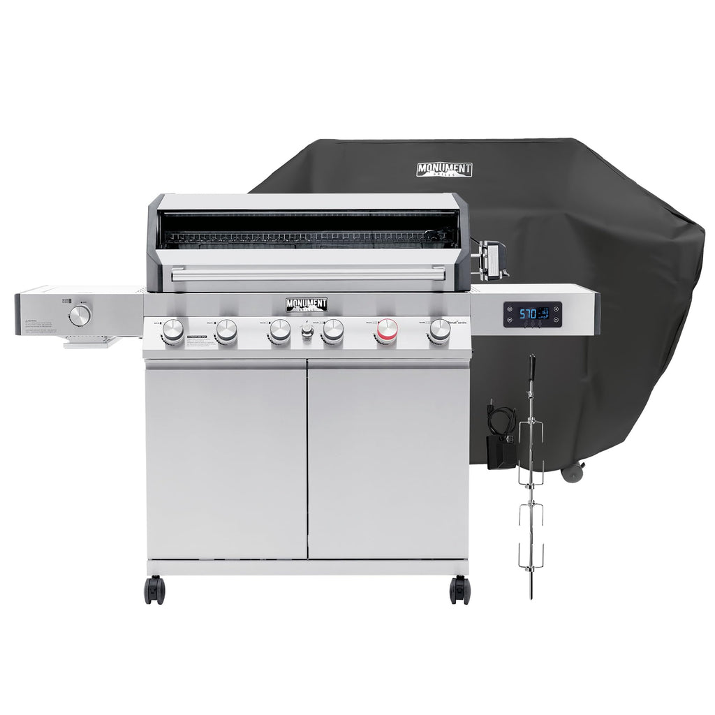 6+1 Burner Propane Gas Grill with Cover and Rotisserie Kit J39902