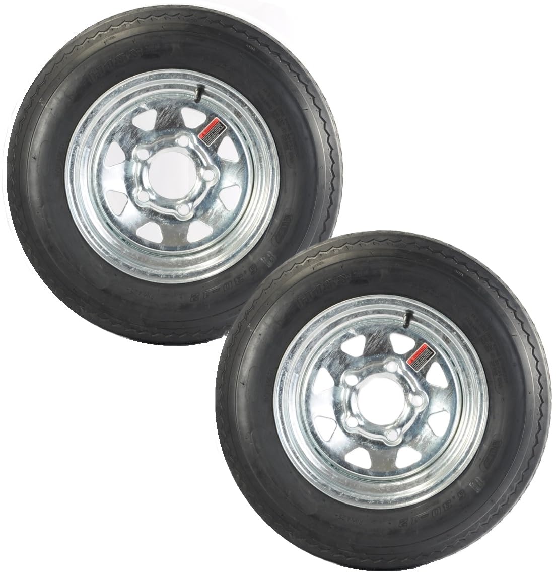 2-Pack Trailer Tire Rim Assembly 5.30-12 12 Inch Galvanized LRC D891