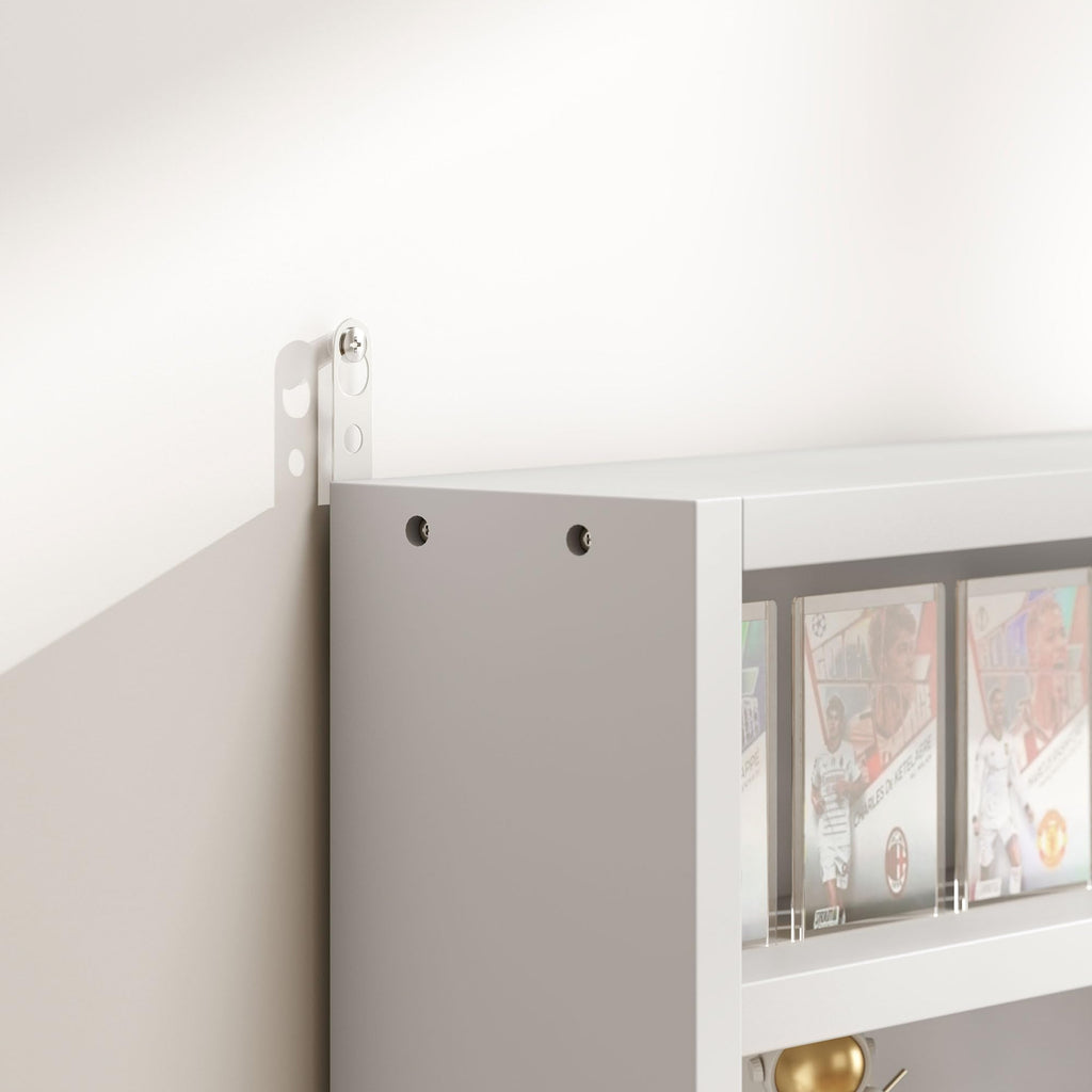 5-Tier Wall Mounted Display Cabinet with Glass Doors White J124