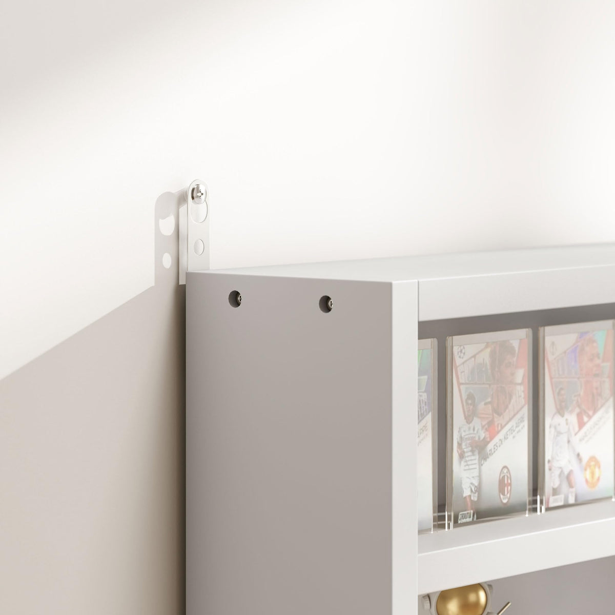 5-Tier Wall Mounted Display Cabinet with Glass Doors White J124