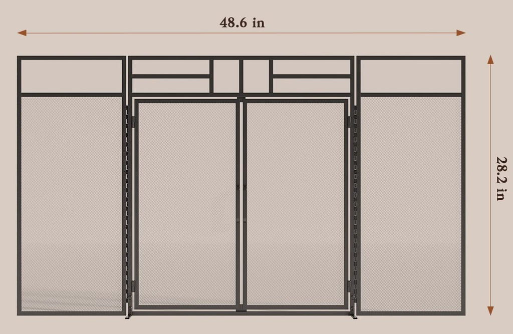 3-Panel Magnetic Fireplace Screen Wrought Iron Spark Guard X870981