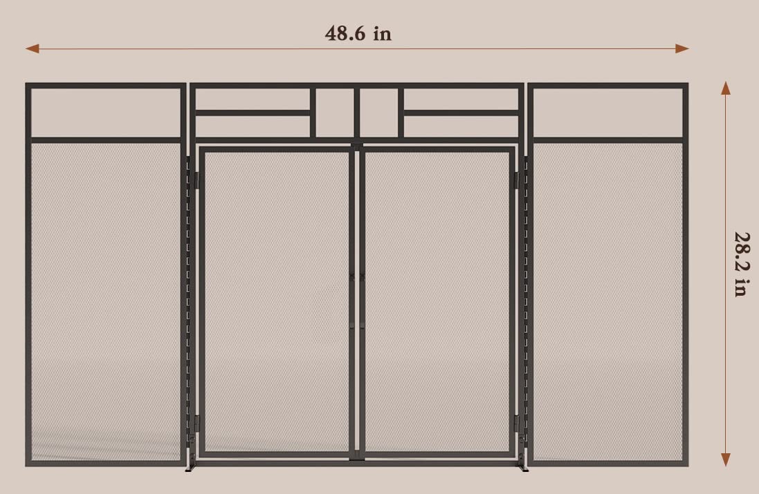3-Panel Magnetic Fireplace Screen Wrought Iron Spark Guard X870981