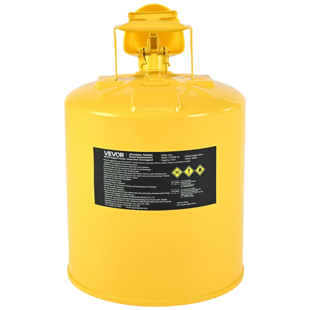 5 Gallon Type I Yellow Metal Container with Flame Arrester N198072