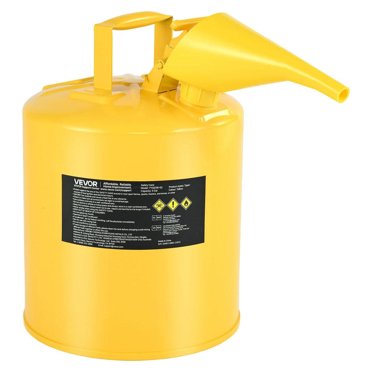 5 Gallon Type I Yellow Metal Container with Flame Arrester N198072
