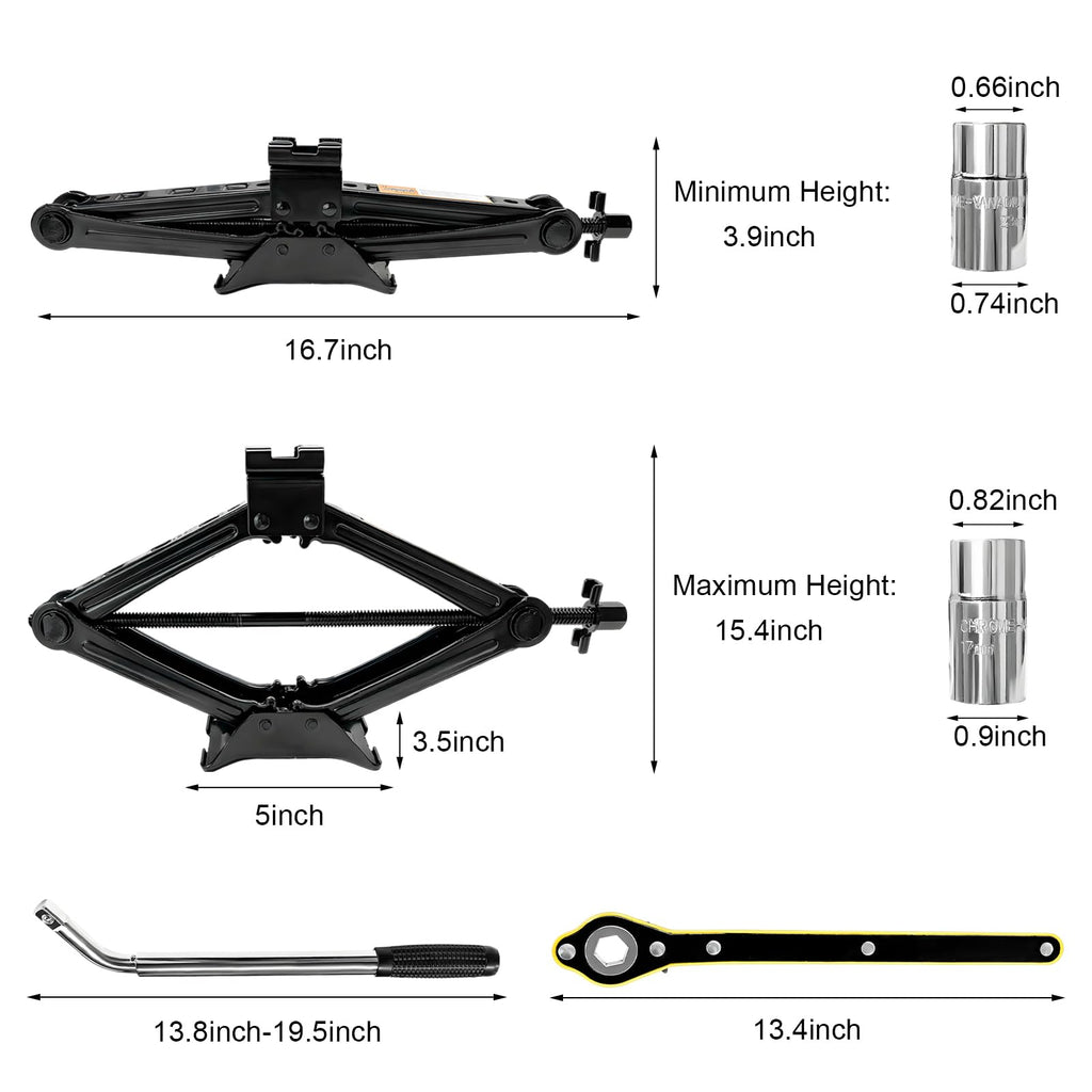 2 Ton Portable Scissor Jack with Lug Wrench G7278
