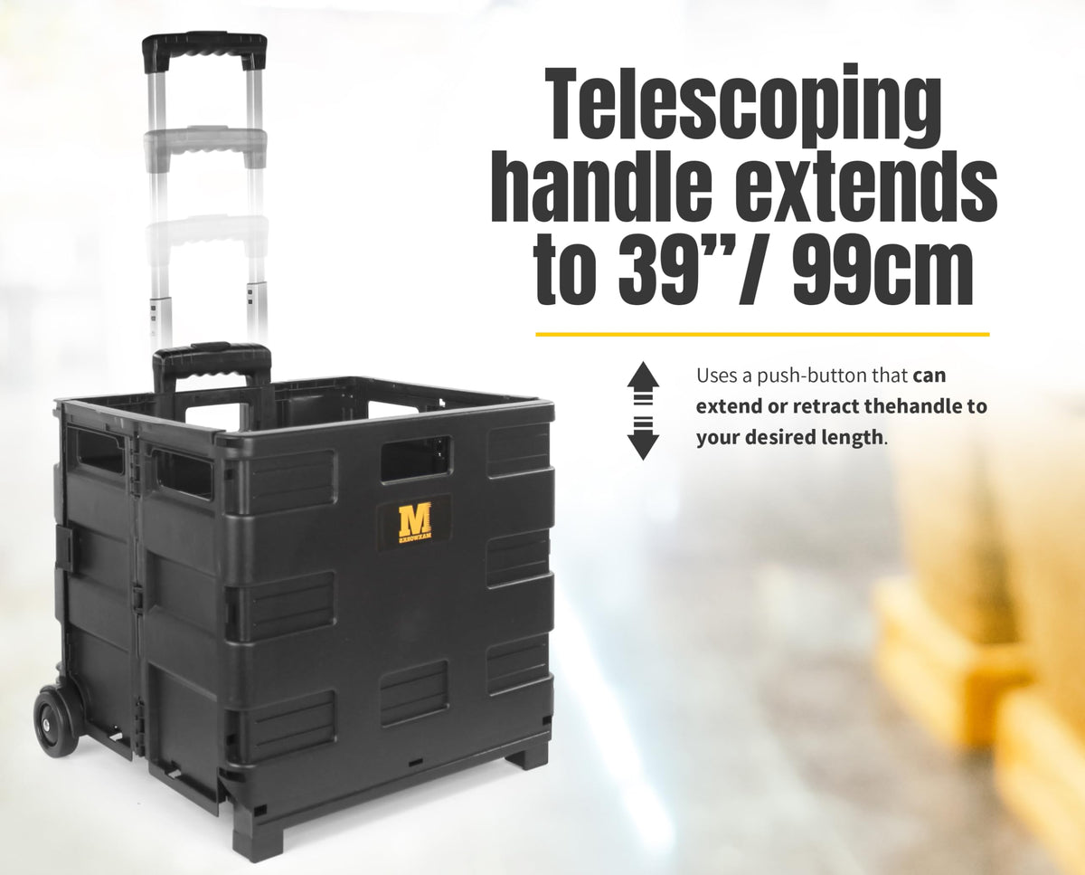 Black Collapsible Rolling Folding Dolly Cart Y857