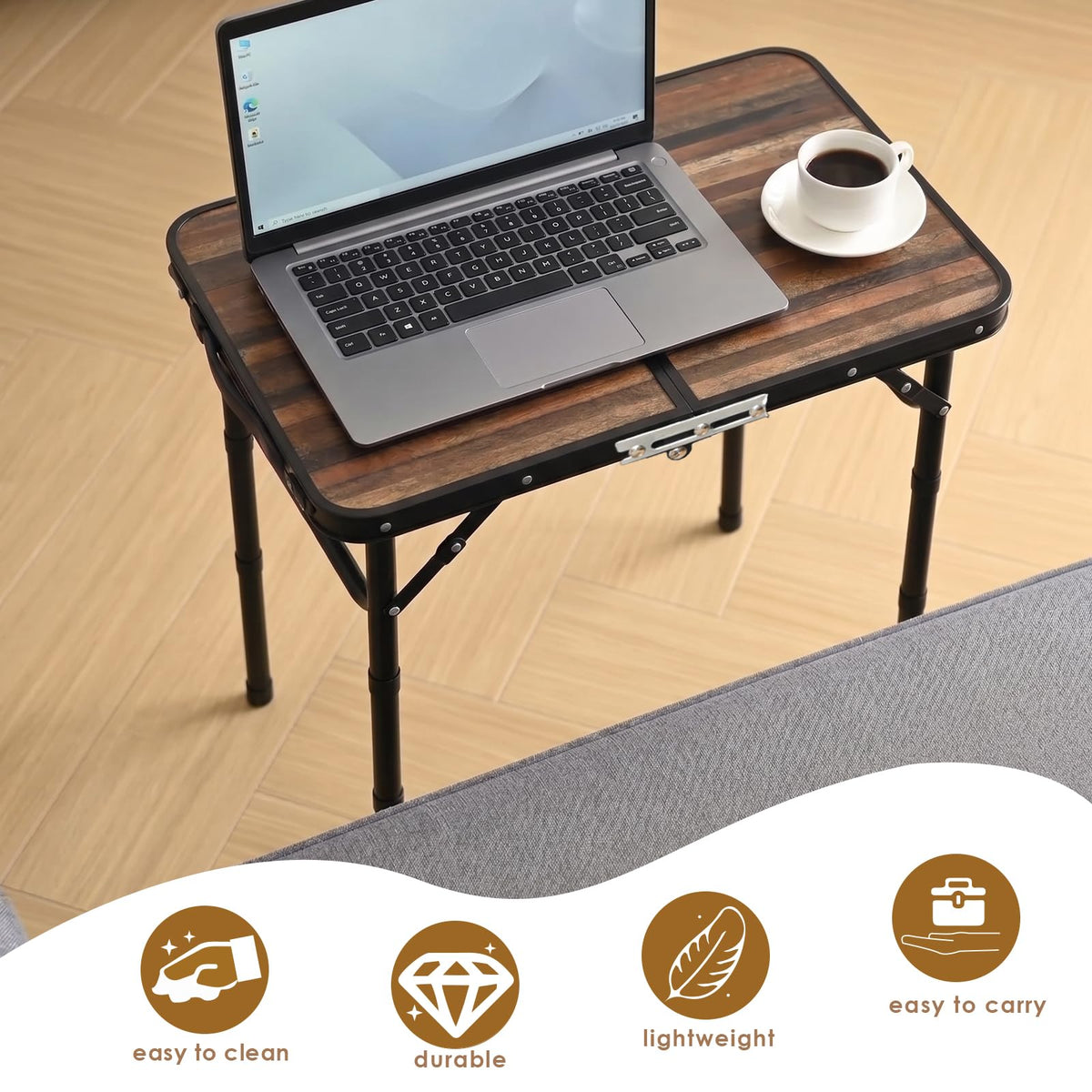 Folding Adjustable Height TV Tray Table B2062