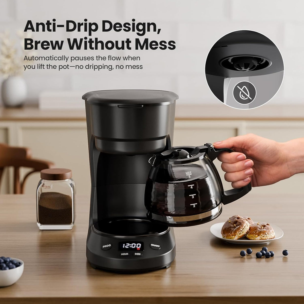 5 Cup Drip Coffee Maker with Timer K6411