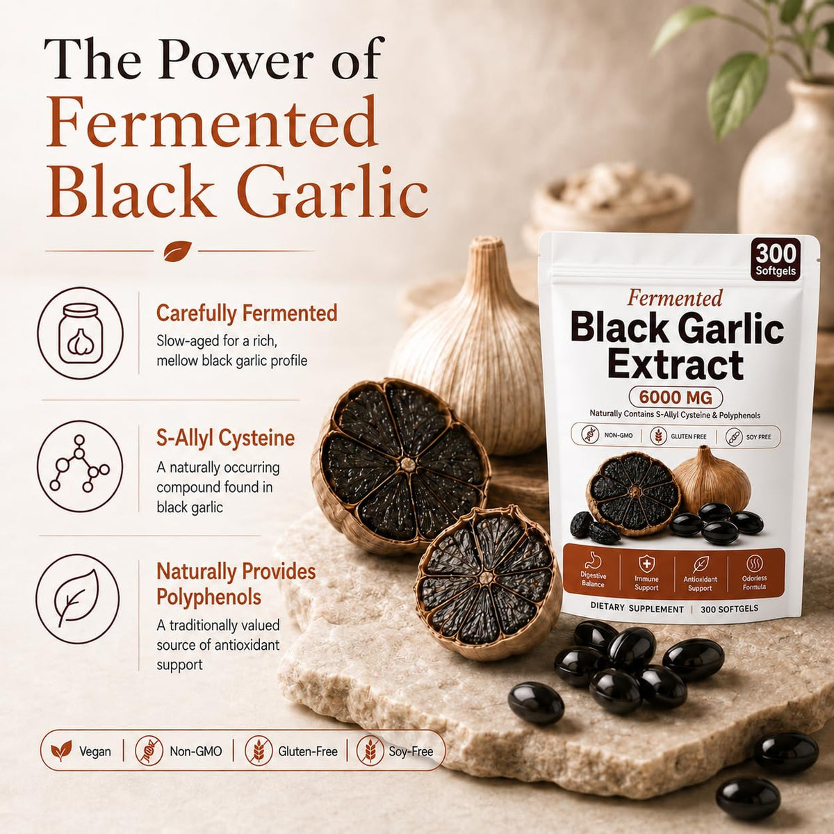 Black Garlic Extract Capsules 300 Softgels Z961589