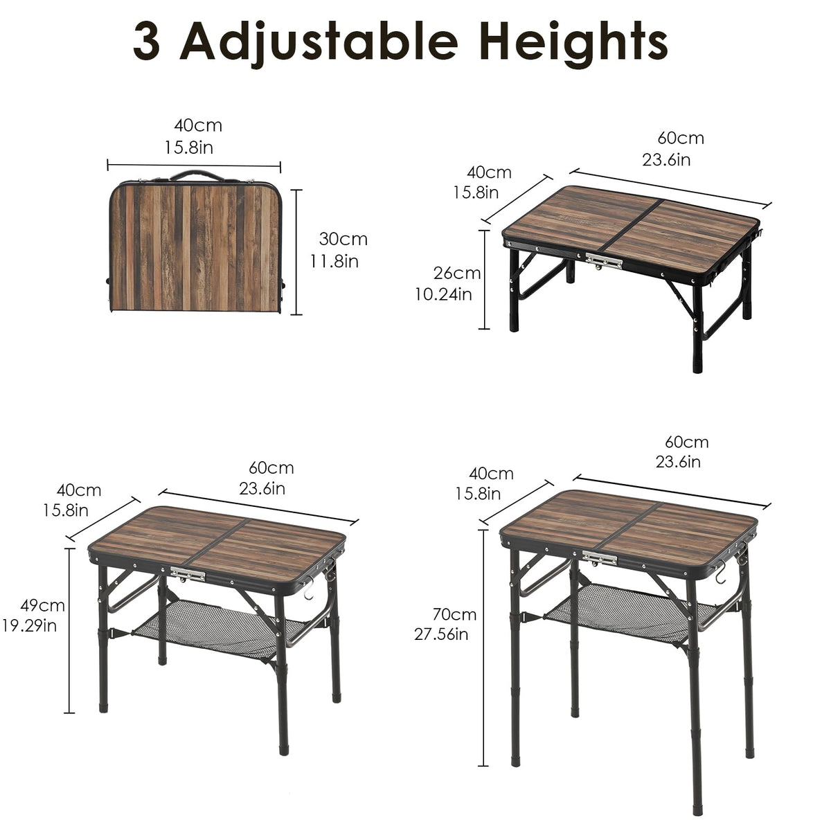Folding Adjustable Height TV Tray Table B2062