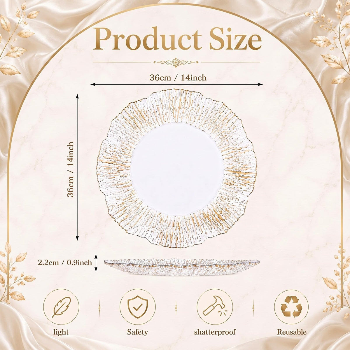 12 Pcs Baroque Plastic Charger Plates M5874