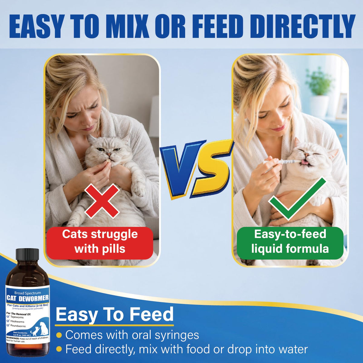 Cat Dewormer Liquid 100 mL with Oral Syringe D109
