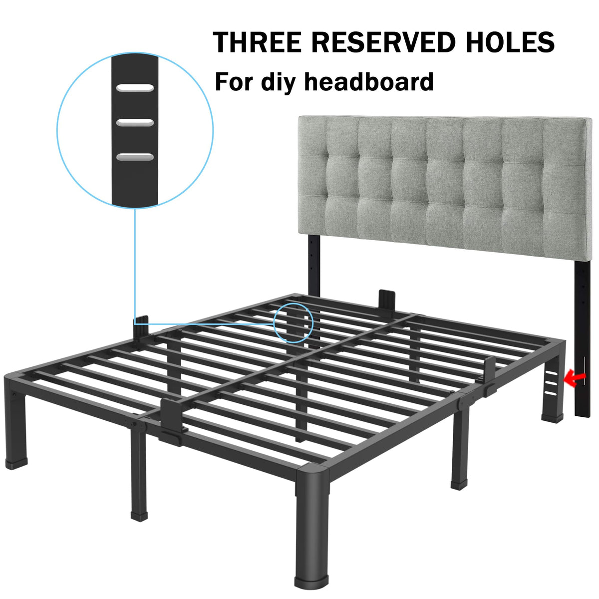 10 Inch Queen Metal Bed Frame with Headboard Y790870