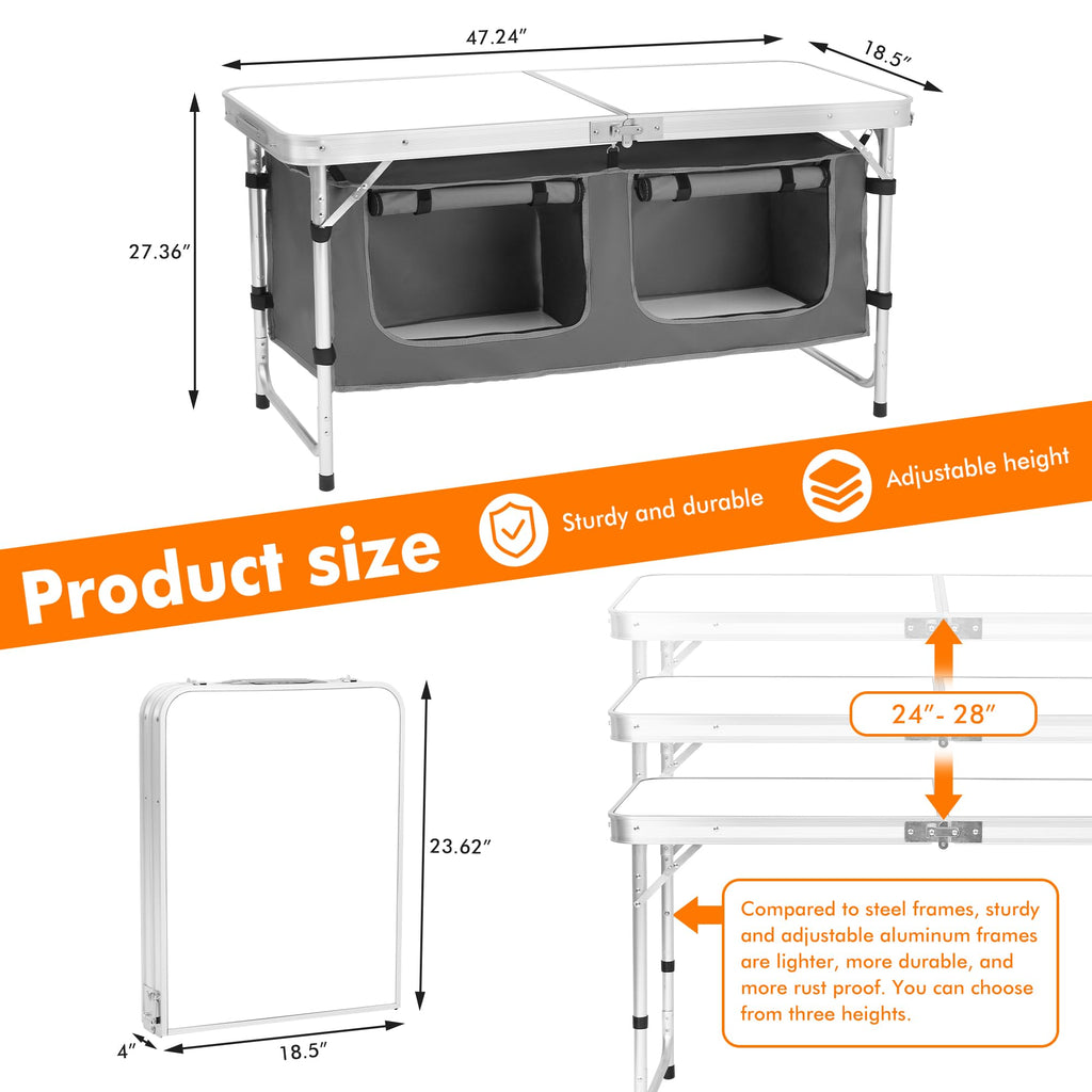 Camping Folding Aluminum Table with Adjustable Legs Z61412