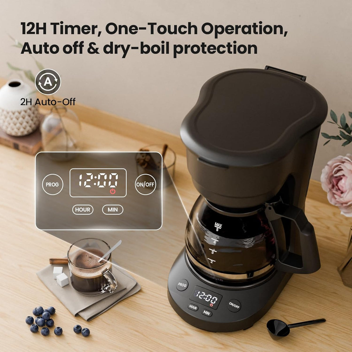 5 Cup Drip Coffee Maker with Timer K6411