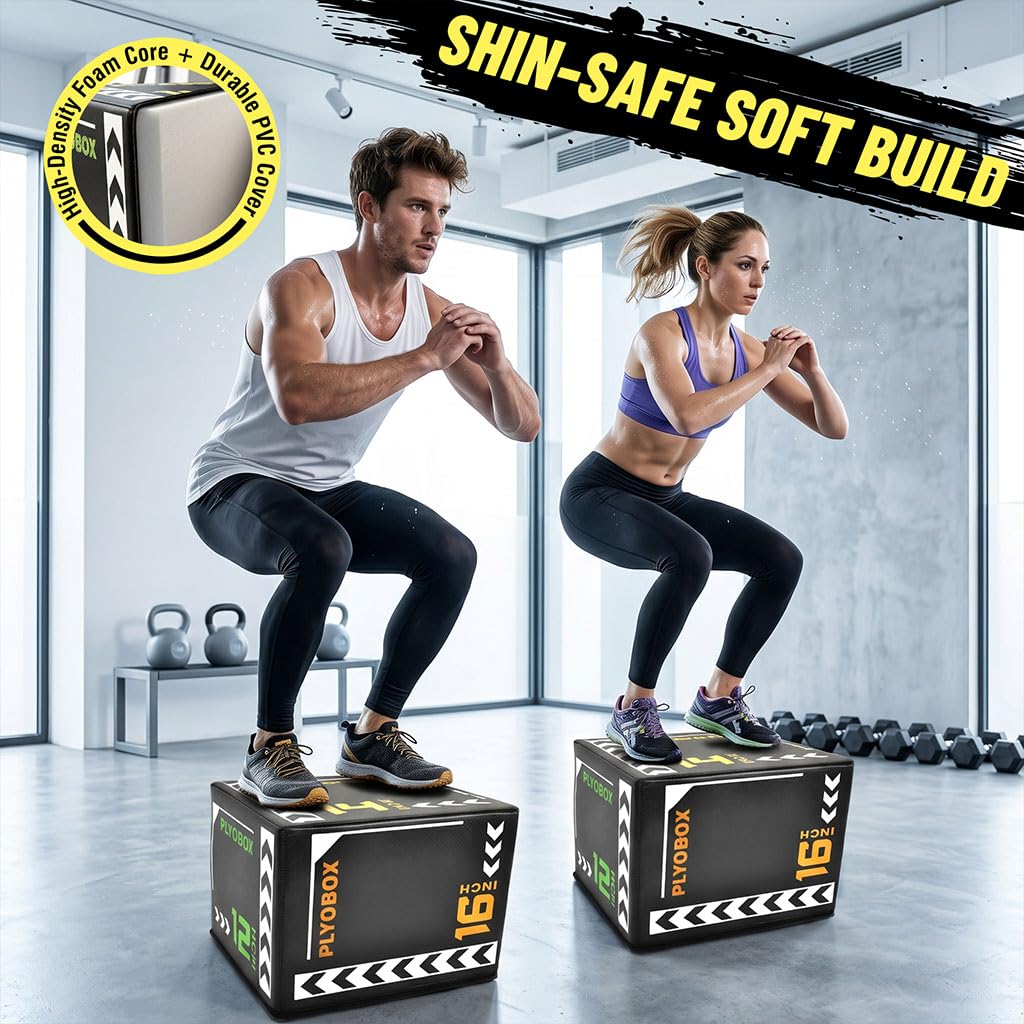 14 Inch Foam Plyo Box, 3-in-1 Jump Platform with Non-Slip Cover E59424