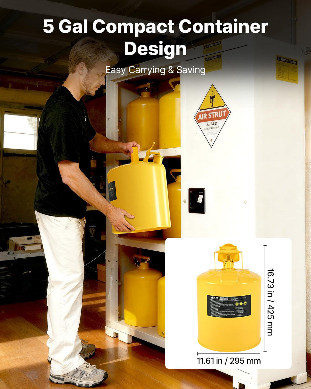 5 Gallon Type I Yellow Metal Container with Flame Arrester N198072