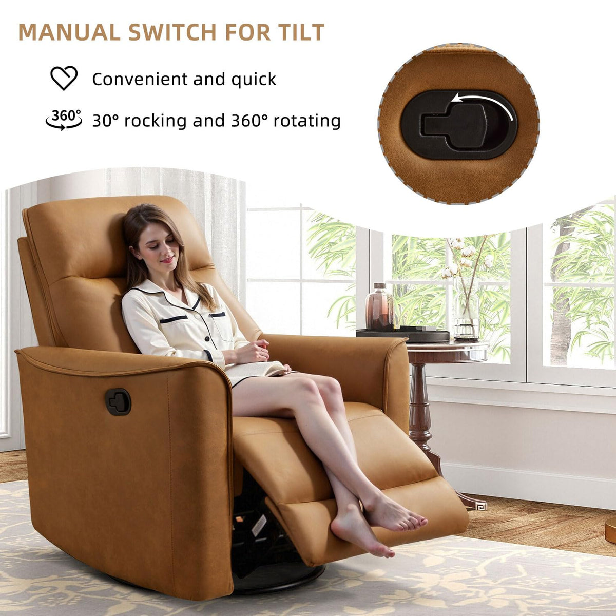 Brown Leathaire Swivel Rocker Recliner X964297