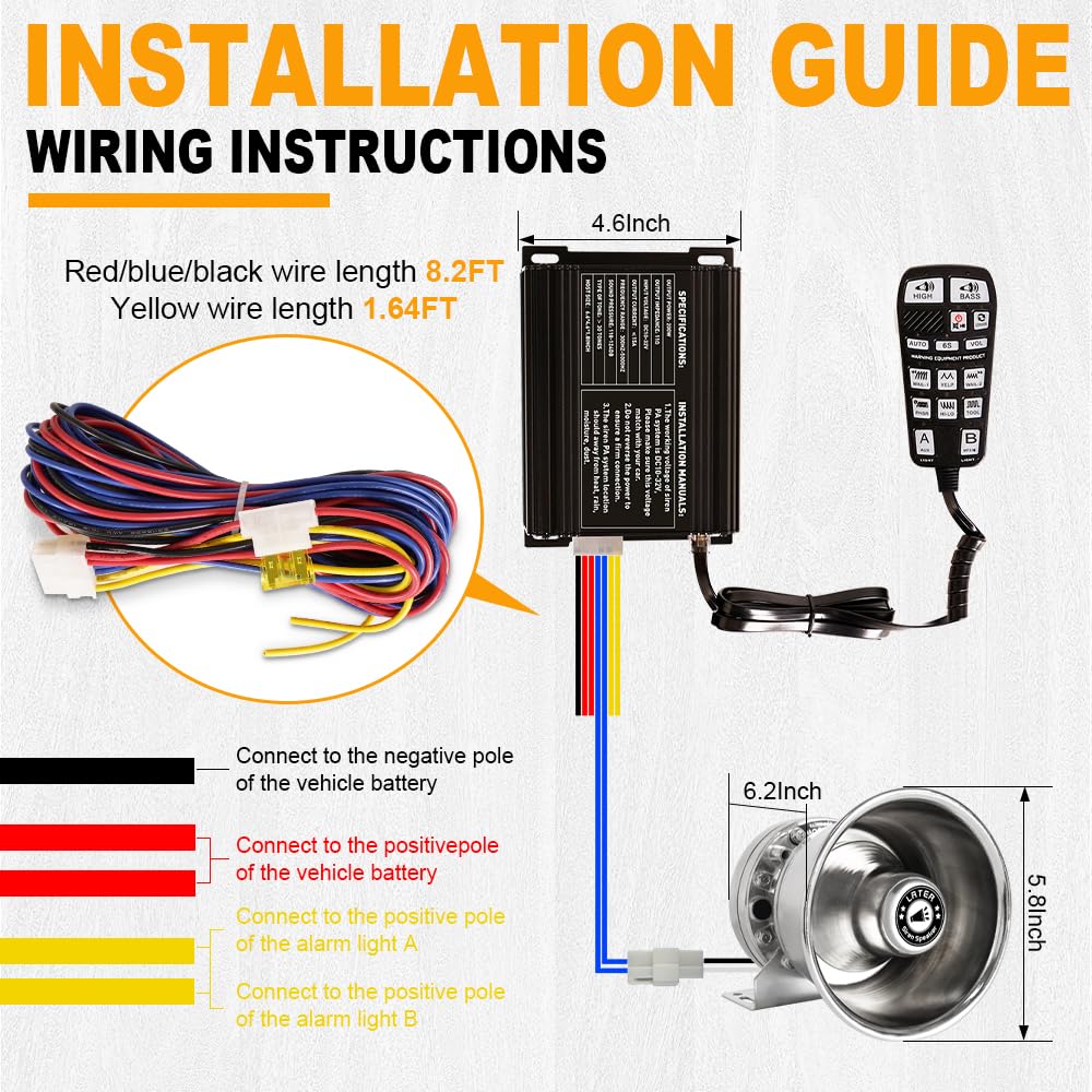 250W Multi-Tones Slim PA Siren Speaker with Handheld Controller & Mic X401