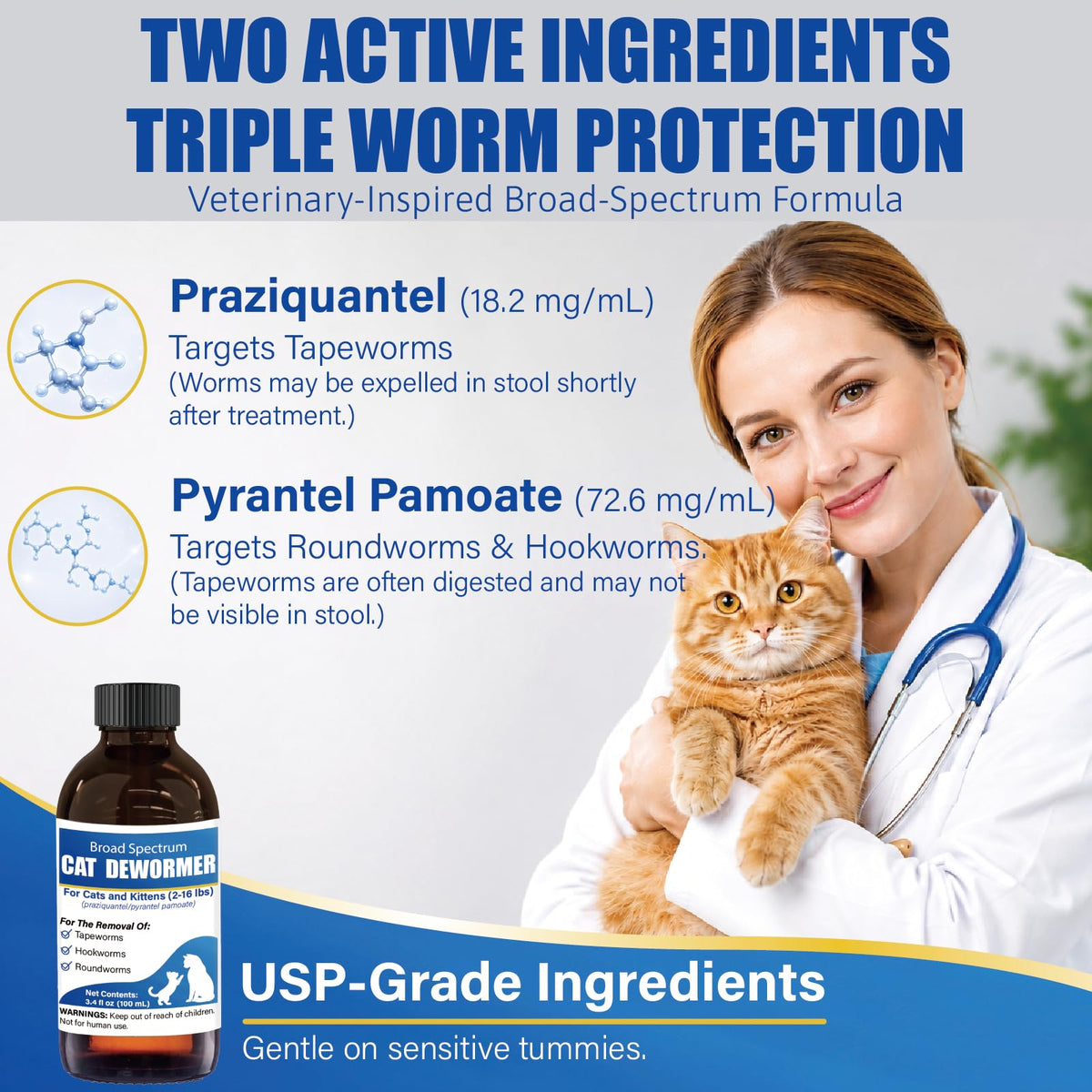 Cat Dewormer Liquid 100 mL with Oral Syringe D109
