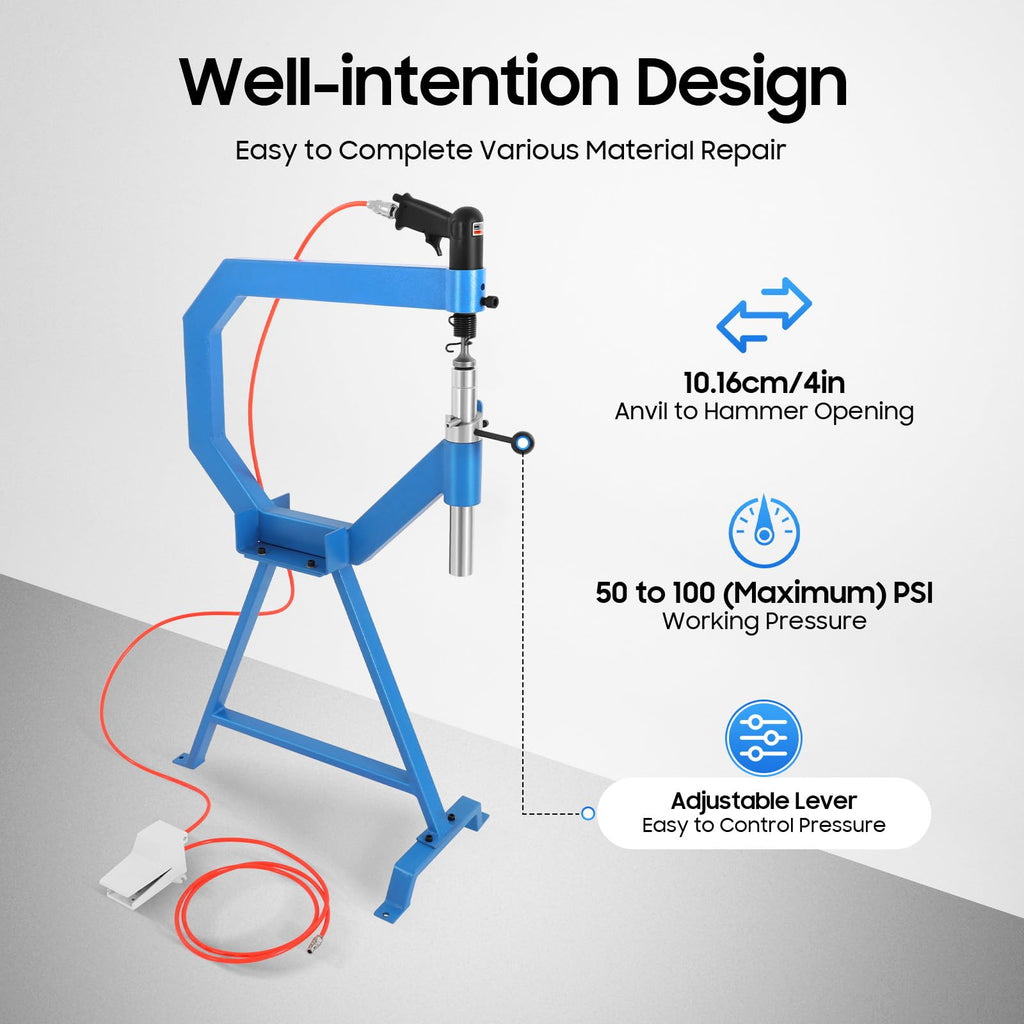 4" Pneumatic Planishing Hammer with Cast-Iron Stand & Pedal V569406