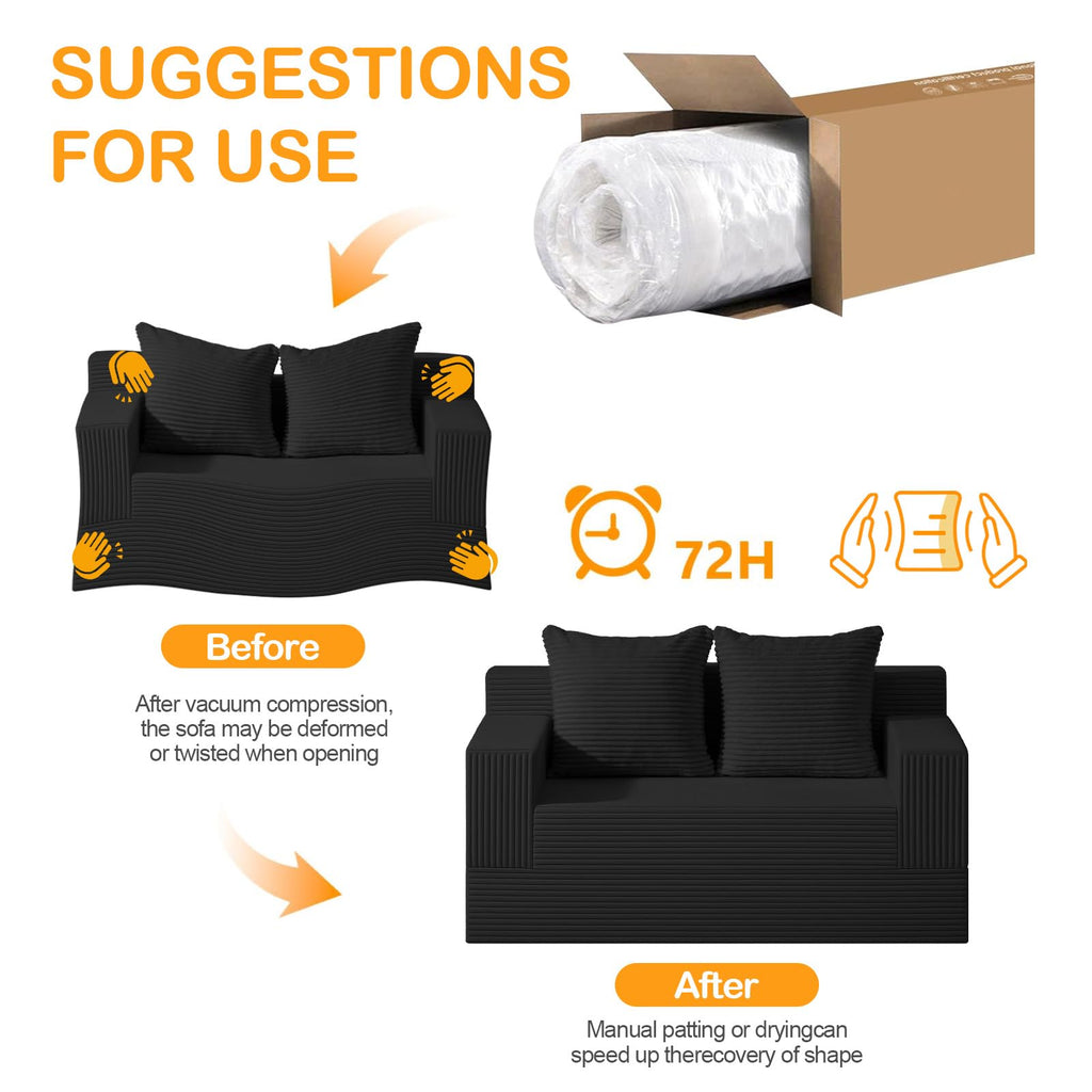 Convertible Folding Floor Futon Sleeper Sofa Bed with 2 Pillows M2057
