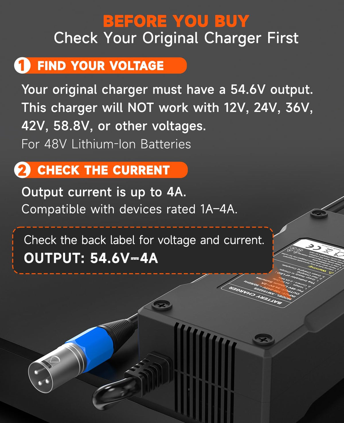 48V 4A Electric Bike Charger X510