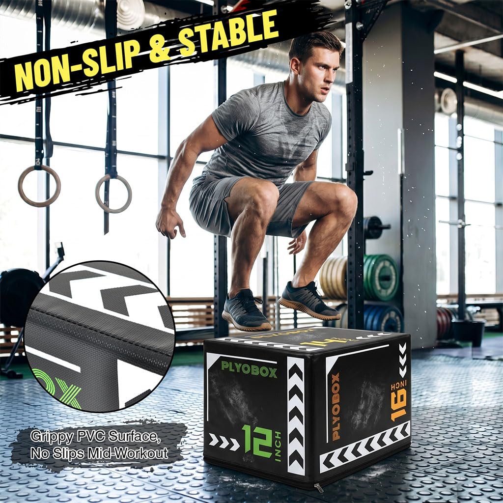 14 Inch Foam Plyo Box, 3-in-1 Jump Platform with Non-Slip Cover E59424