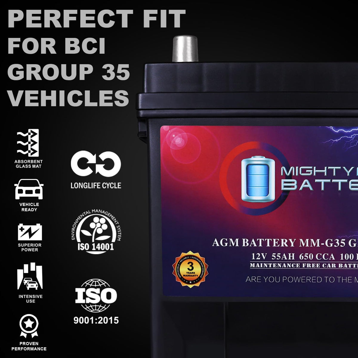 12V 55Ah AGM Replacement Battery G3856