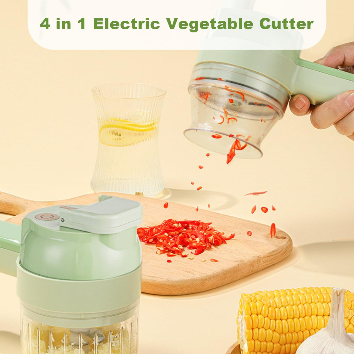 4 in 1 Portable Electric Vegetable Cutter Set E64748