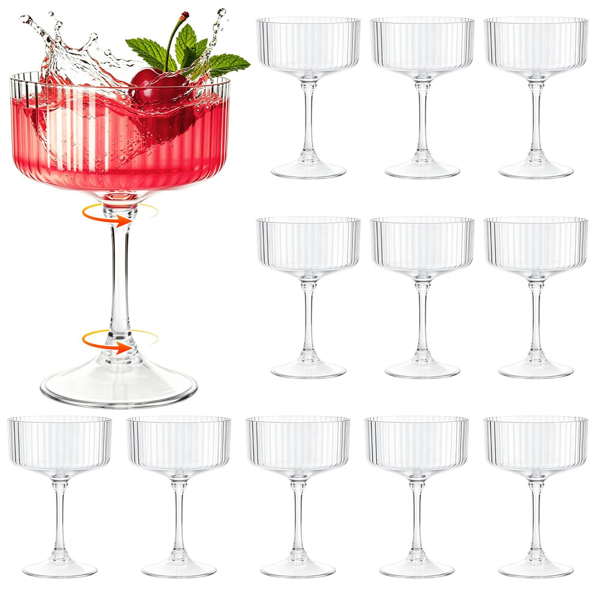 12 Pcs 10oz Plastic Martini Glasses A87711