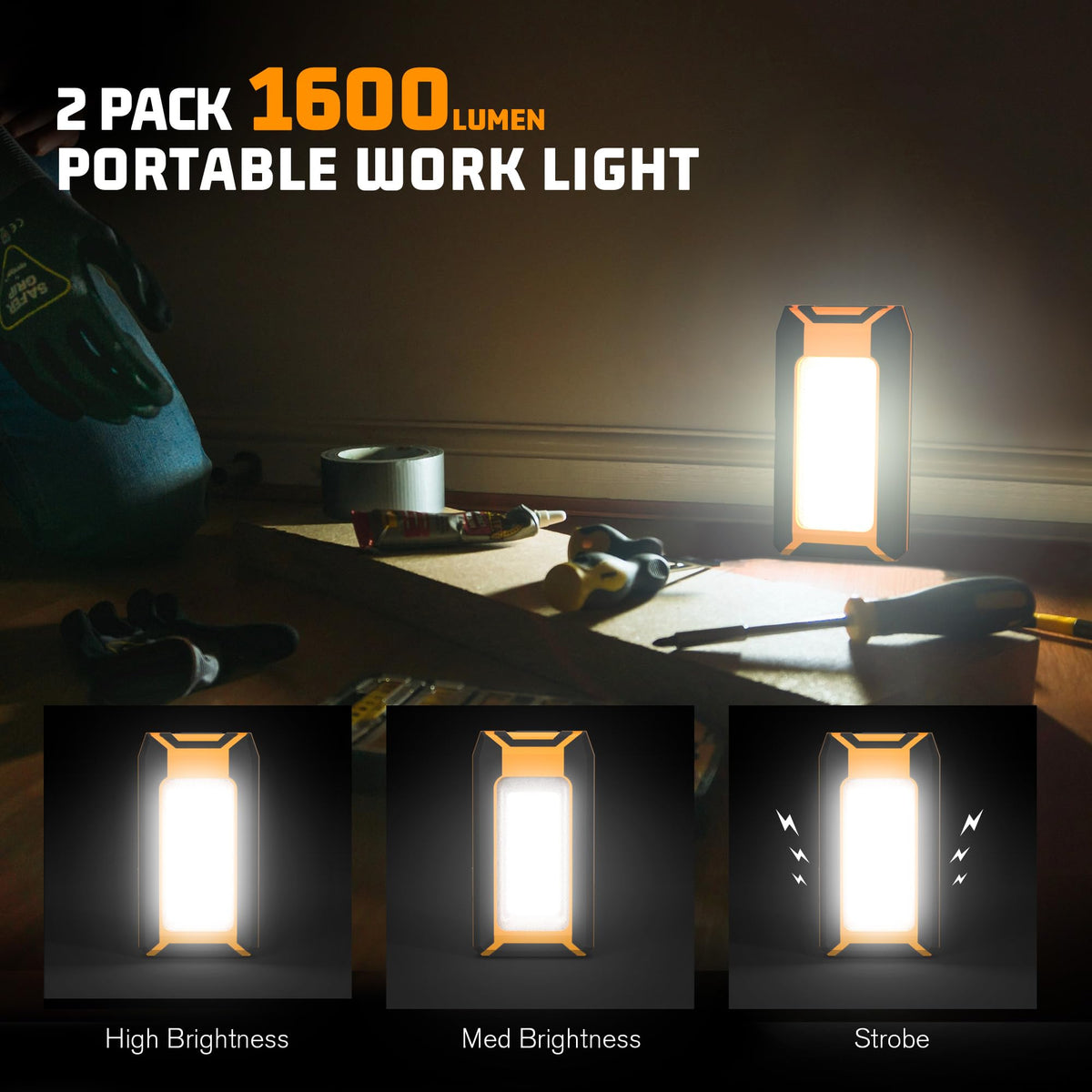 2-Pack Rechargeable LED Work Light D336