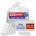 Clear Trash Bags with Twist Ties 250 Count Heavy Duty L341