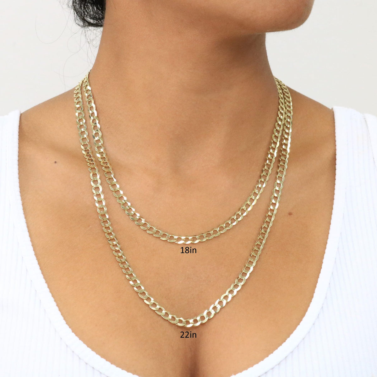 14K Yellow Gold Cuban Curb Link Chain Necklace W8032